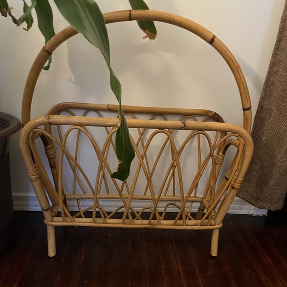 Vintage Rattan Magazine Rack - Picture 2 of 6